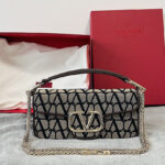 Valentino Loco Toile Iconographe Shoulder Bag Dark Coffee